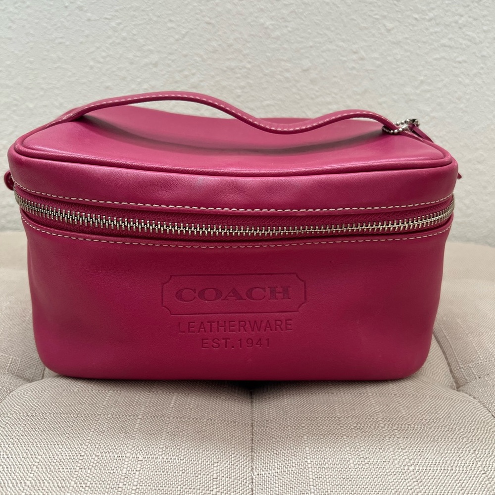Coach Fuchsia Leather Cosmetic Case